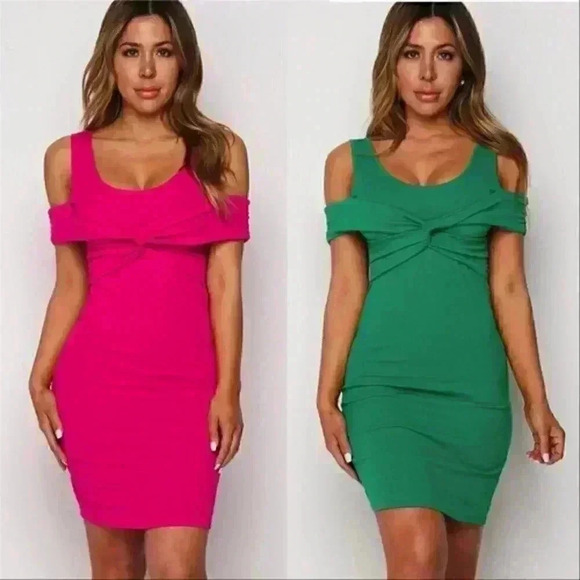 PINK OR GREEN Bodycon DRESS - Picture 4 of 4